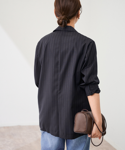 FRAMeWORK(フレームワーク)の「TWトリアセトロピカルシアージャケット(テーラードジャケット・レディース・ネイビー/ブラック・36/38)」の12枚目の写真