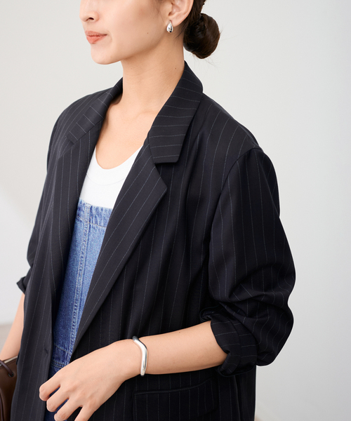 FRAMeWORK(フレームワーク)の「TWトリアセトロピカルシアージャケット(テーラードジャケット・レディース・ネイビー/ブラック・36/38)」の13枚目の写真