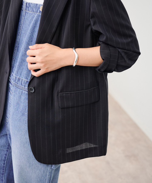 FRAMeWORK(フレームワーク)の「TWトリアセトロピカルシアージャケット(テーラードジャケット・レディース・ネイビー/ブラック・36/38)」の14枚目の写真