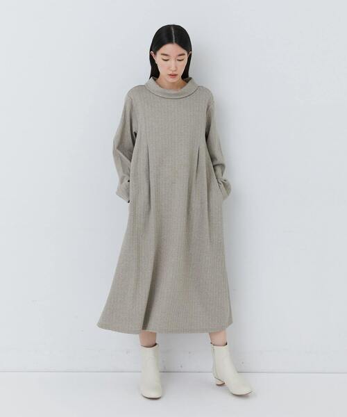 conges payes ADIEU TRISTESSE（コンジェ ペイエ アデュートリステス）の「ロールカラーＡラインワンピース（ワンピース・レディース・ブラウン系その他/ベージュ系その他/ダークブラウン・FREE）」の5枚目の写真