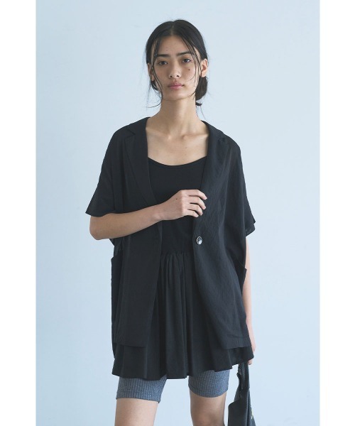 marjour(マージュール)の「SHEER RELAX JACKET(テーラードジャケット・レディース・ブラック/ブラウン・M)」の1枚目の写真