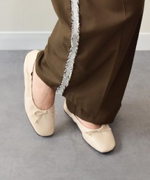 バレエシューズ（ホワイト/白色系・レザー・本革）ファッション