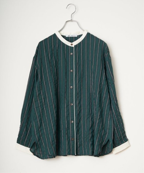 LBC(エルビーシー)の「クレリックパイピングシャツ(シャツ/ブラウス・レディース・ネイビー/グリーン/グレー・M/L)」の7枚目の写真