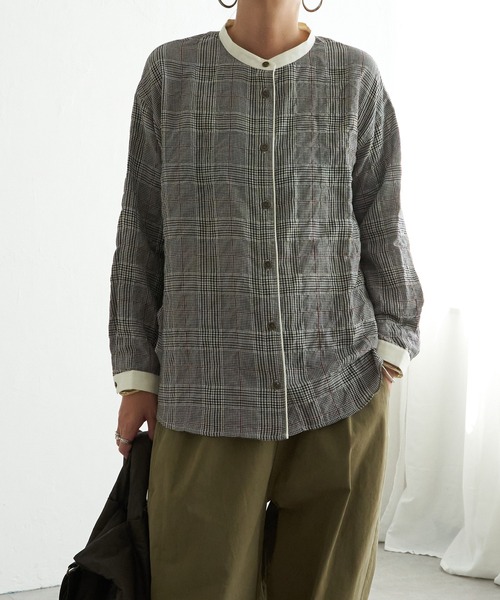 LBC(エルビーシー)の「クレリックパイピングシャツ(シャツ/ブラウス・レディース・ネイビー/グリーン/グレー・M/L)」の10枚目の写真