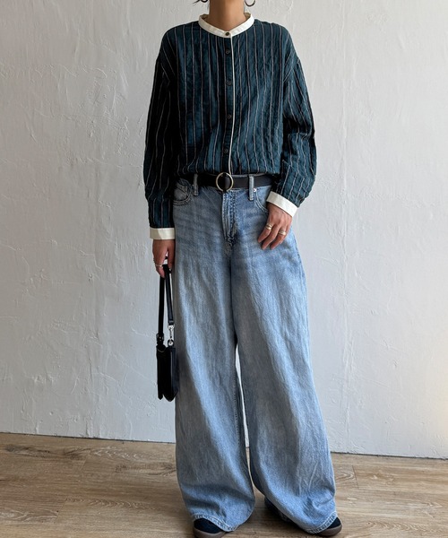 LBC(エルビーシー)の「クレリックパイピングシャツ(シャツ/ブラウス・レディース・ネイビー/グリーン/グレー・M/L)」の13枚目の写真