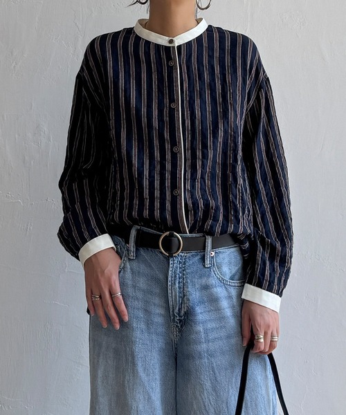 LBC(エルビーシー)の「クレリックパイピングシャツ(シャツ/ブラウス・レディース・ネイビー/グリーン/グレー・M/L)」の18枚目の写真