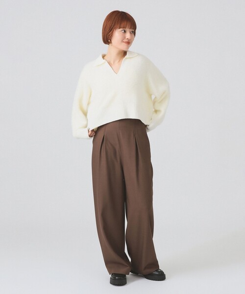 Ray BEAMS(レイビームス)の「フェザー シャギー スキッパー ニット(ニット/セーター・レディース・オフホワイト/ロイヤルブルー・ONE SIZE)」の4枚目の写真