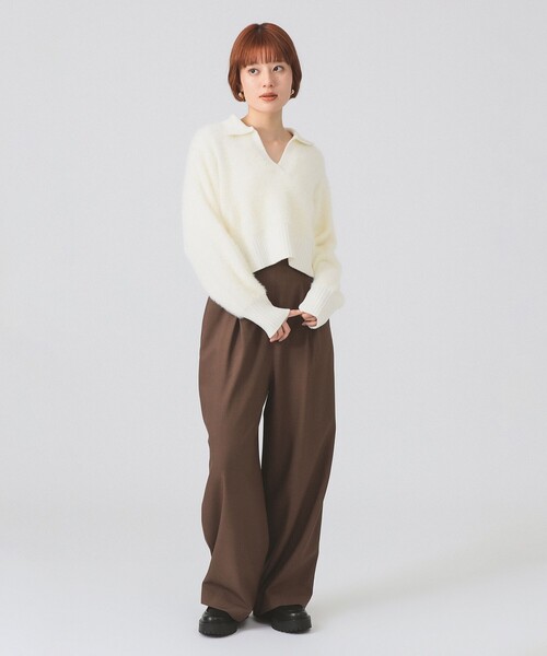 Ray BEAMS(レイビームス)の「フェザー シャギー スキッパー ニット(ニット/セーター・レディース・オフホワイト/ロイヤルブルー・ONE SIZE)」の5枚目の写真