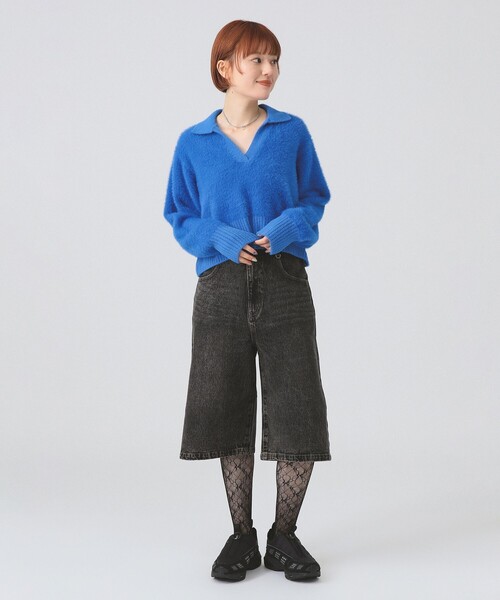 Ray BEAMS(レイビームス)の「フェザー シャギー スキッパー ニット(ニット/セーター・レディース・オフホワイト/ロイヤルブルー・ONE SIZE)」の7枚目の写真