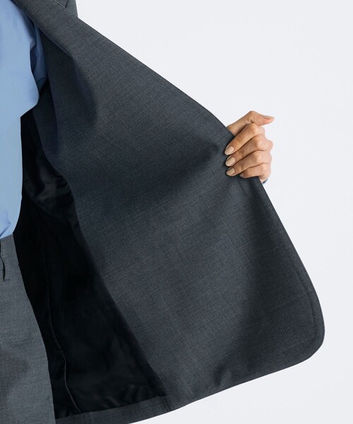 EDITION（エディション）の「■Super140's トロピカルウール ノーカラージャケット（ノーカラージャケット・レディース・チャコールグレー/ブラック・36/34）」の7枚目の写真