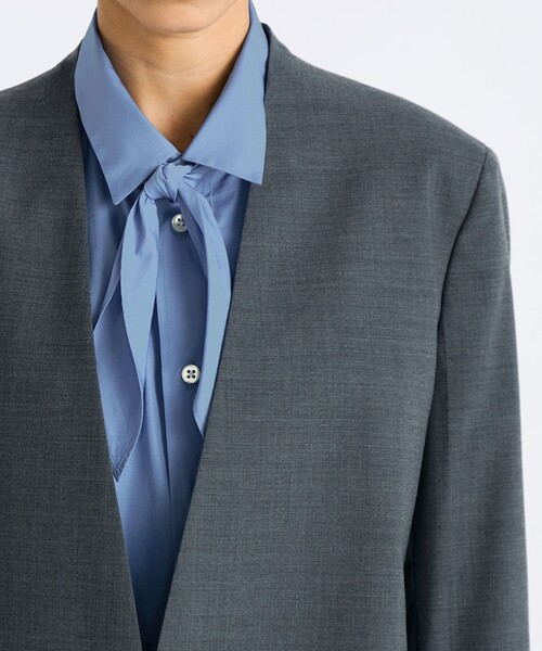 EDITION（エディション）の「■Super140's トロピカルウール ノーカラージャケット（ノーカラージャケット・レディース・チャコールグレー/ブラック・36/34）」の8枚目の写真