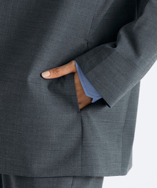 EDITION（エディション）の「■Super140's トロピカルウール ノーカラージャケット（ノーカラージャケット・レディース・チャコールグレー/ブラック・36/34）」の12枚目の写真