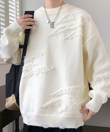 “ラフな毛並みで抜け感を表現” プルオーバーダメージニット