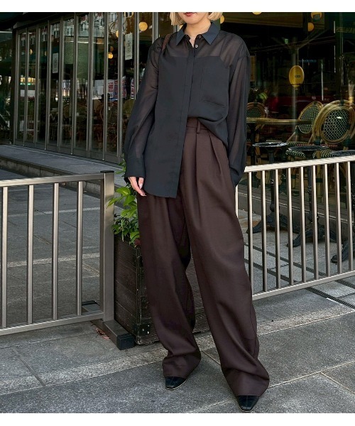 LE CIEL BLEU（ルシェルブルー）の「テーパードレッグトラウザー / Tapered Leg Trousers（その他パンツ・レディース・チャコールグレー/ブラウン・38/36/34）」の2枚目の写真