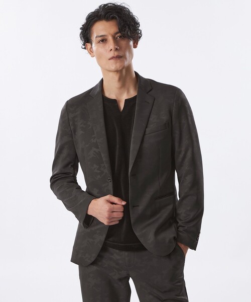 EPOCA UOMO(エポカウォモ)の「【セットアップ対応】カモフラダンボールジャケット(テーラードジャケット・メンズ・ブラウン系その他5/ブラック・46/48)」の2枚目の写真