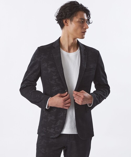 EPOCA UOMO(エポカウォモ)の「【セットアップ対応】カモフラダンボールジャケット(テーラードジャケット・メンズ・ブラウン系その他5/ブラック・46/48)」の1枚目の写真