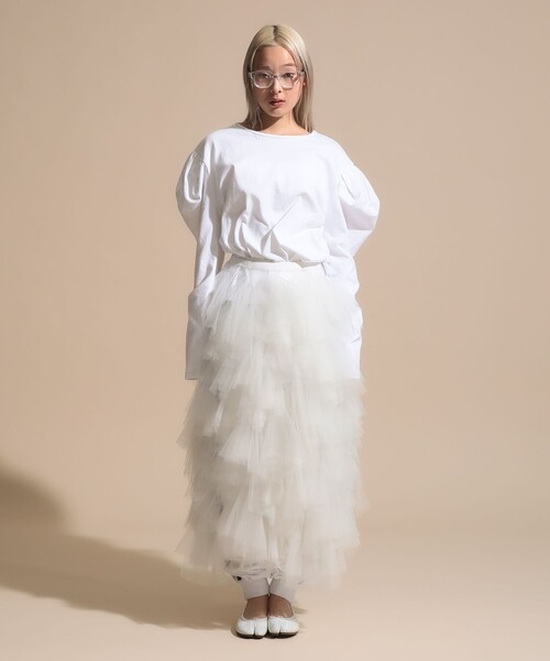 BEAMS COUTURE(ビームスクチュール)の「ボリューム袖 ロンT(Tシャツ/カットソー・レディース・ネイビー/グレー/ホワイト・ONE SIZE)」の4枚目の写真