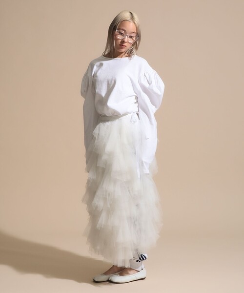 BEAMS COUTURE(ビームスクチュール)の「ボリューム袖 ロンT(Tシャツ/カットソー・レディース・ネイビー/グレー/ホワイト・ONE SIZE)」の5枚目の写真