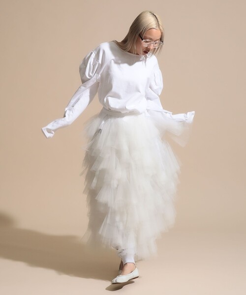 BEAMS COUTURE(ビームスクチュール)の「ボリューム袖 ロンT(Tシャツ/カットソー・レディース・ネイビー/グレー/ホワイト・ONE SIZE)」の6枚目の写真