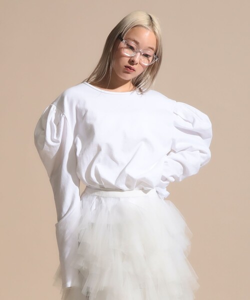 BEAMS COUTURE(ビームスクチュール)の「ボリューム袖 ロンT(Tシャツ/カットソー・レディース・ネイビー/グレー/ホワイト・ONE SIZE)」の7枚目の写真