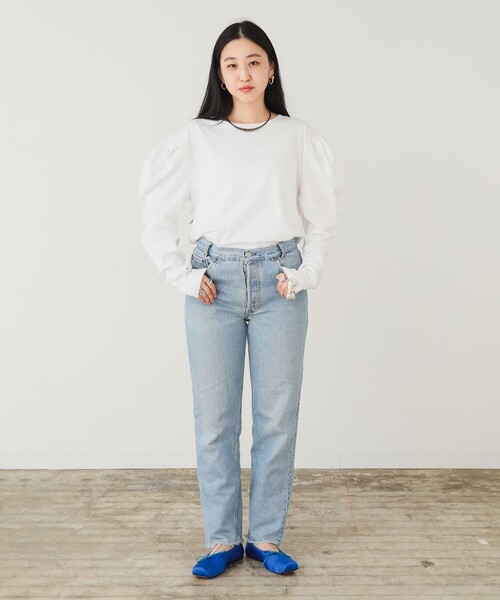 BEAMS COUTURE(ビームスクチュール)の「ボリューム袖 ロンT(Tシャツ/カットソー・レディース・ネイビー/グレー/ホワイト・ONE SIZE)」の11枚目の写真