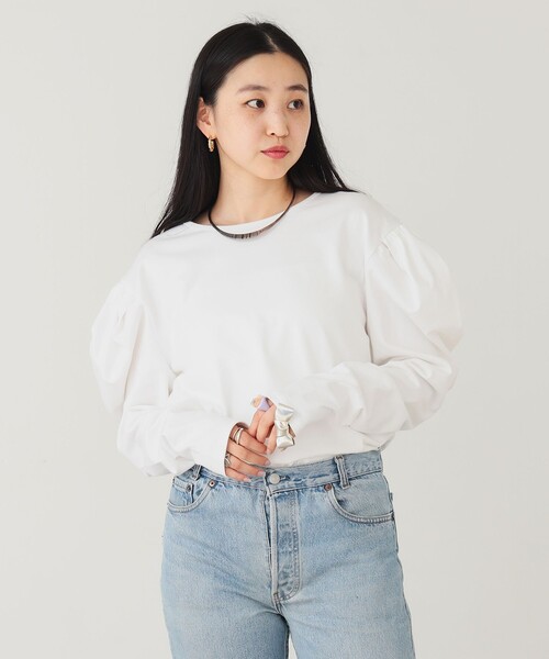 BEAMS COUTURE(ビームスクチュール)の「ボリューム袖 ロンT(Tシャツ/カットソー・レディース・ネイビー/グレー/ホワイト・ONE SIZE)」の12枚目の写真