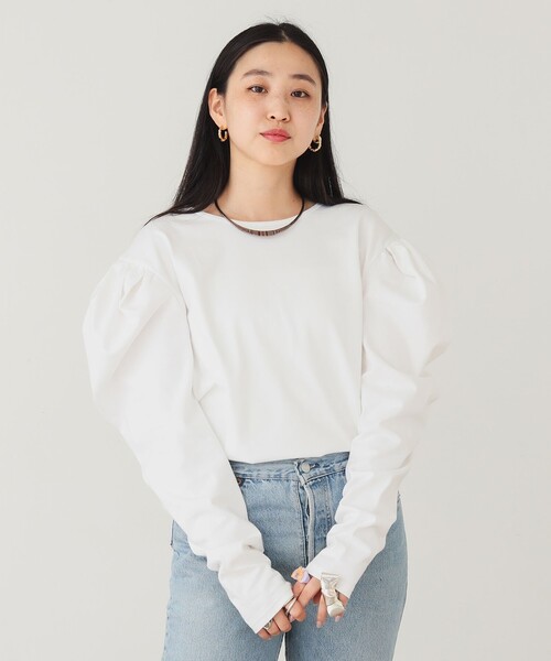 BEAMS COUTURE(ビームスクチュール)の「ボリューム袖 ロンT(Tシャツ/カットソー・レディース・ネイビー/グレー/ホワイト・ONE SIZE)」の13枚目の写真