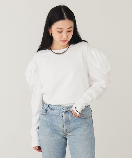 BEAMS COUTURE(ビームスクチュール)の「ボリューム袖 ロンT(Tシャツ/カットソー・レディース・ネイビー/グレー/ホワイト・ONE SIZE)」の14枚目の写真