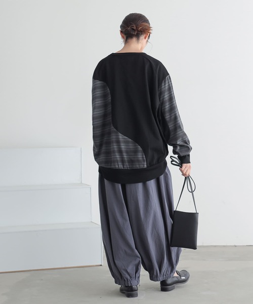 n'OrLABEL(ノアールレーベル)の「ボーダー切替カットソー(Tシャツ/カットソー・レディース・グレー/ブラック・FREE)」の13枚目の写真