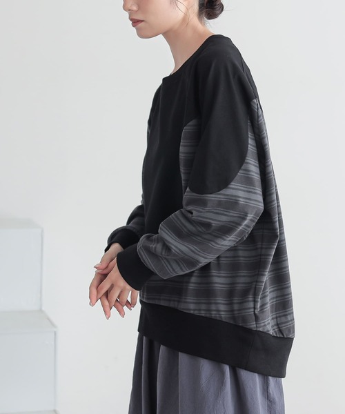 n'OrLABEL(ノアールレーベル)の「ボーダー切替カットソー(Tシャツ/カットソー・レディース・グレー/ブラック・FREE)」の10枚目の写真