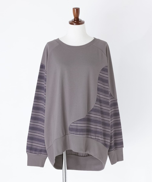 n'OrLABEL(ノアールレーベル)の「ボーダー切替カットソー(Tシャツ/カットソー・レディース・グレー/ブラック・FREE)」の15枚目の写真