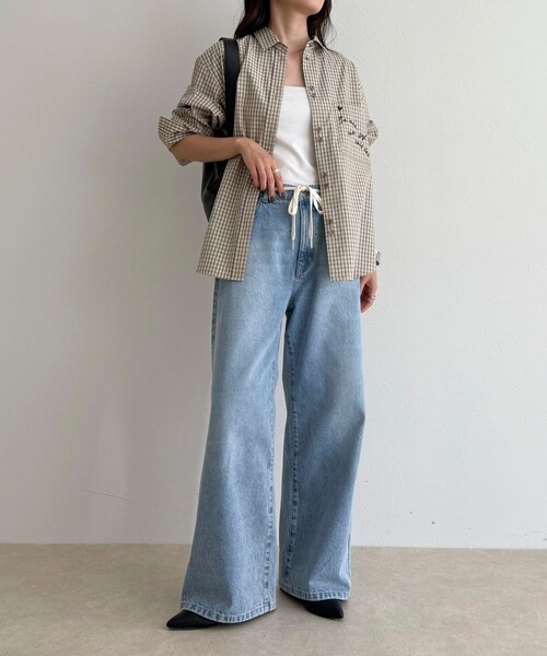 fredy emue（フレディエミュ）の「ドロストデニムパンツ（デニムパンツ・レディース・サックスブルー/ネイビー・36/38）」の5枚目の写真