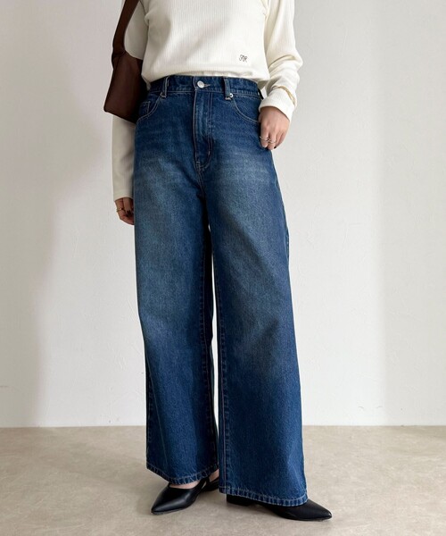 fredy emue（フレディエミュ）の「ドロストデニムパンツ（デニムパンツ・レディース・サックスブルー/ネイビー・36/38）」の3枚目の写真