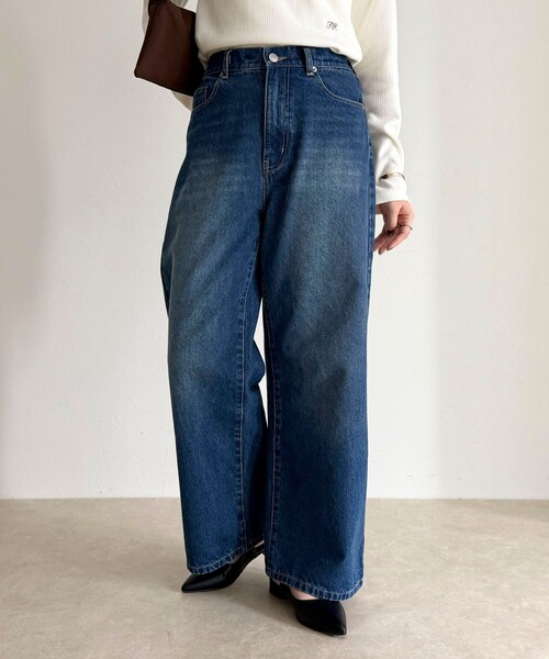 fredy emue（フレディエミュ）の「ドロストデニムパンツ（デニムパンツ・レディース・サックスブルー/ネイビー・36/38）」の4枚目の写真