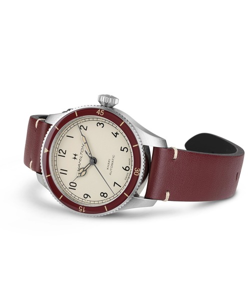 HAMILTON（ハミルトン）の「HAMILTON [ハミルトン] 腕時計 Khaki Pilot （カーキ パイロット） Pioneer オート 自動巻き 38MM ホワイト×バーガンディ（アナログ腕時計・メンズ・ホワイト・FREE）」の3枚目の写真