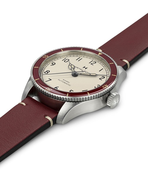 HAMILTON（ハミルトン）の「HAMILTON [ハミルトン] 腕時計 Khaki Pilot （カーキ パイロット） Pioneer オート 自動巻き 38MM ホワイト×バーガンディ（アナログ腕時計・メンズ・ホワイト・FREE）」の4枚目の写真