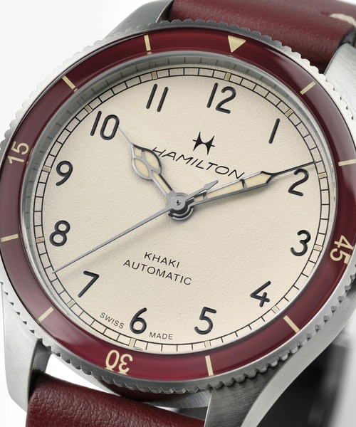 HAMILTON（ハミルトン）の「HAMILTON [ハミルトン] 腕時計 Khaki Pilot （カーキ パイロット） Pioneer オート 自動巻き 38MM ホワイト×バーガンディ（アナログ腕時計・メンズ・ホワイト・FREE）」の5枚目の写真