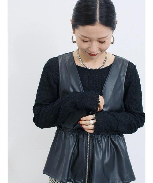 セール】フェイクレザーペプラムベスト（ベスト）｜Samansa Mos2 blue