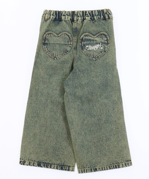 ANAP kids（アナップキッズ）の「ハート ポケット クラッシュ デニム ワイドパンツ【ジュニアお揃い】（デニムパンツ・キッズ・ブルー/ブラウン・130/120/110）」の13枚目の写真