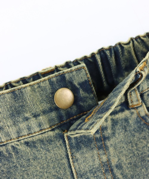 ANAP kids（アナップキッズ）の「ハート ポケット クラッシュ デニム ワイドパンツ【ジュニアお揃い】（デニムパンツ・キッズ・ブルー/ブラウン・130/120/110）」の15枚目の写真