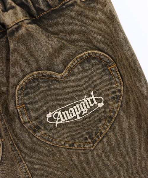 ANAP kids（アナップキッズ）の「ハート ポケット クラッシュ デニム ワイドパンツ【ジュニアお揃い】（デニムパンツ・キッズ・ブルー/ブラウン・130/120/110）」の21枚目の写真
