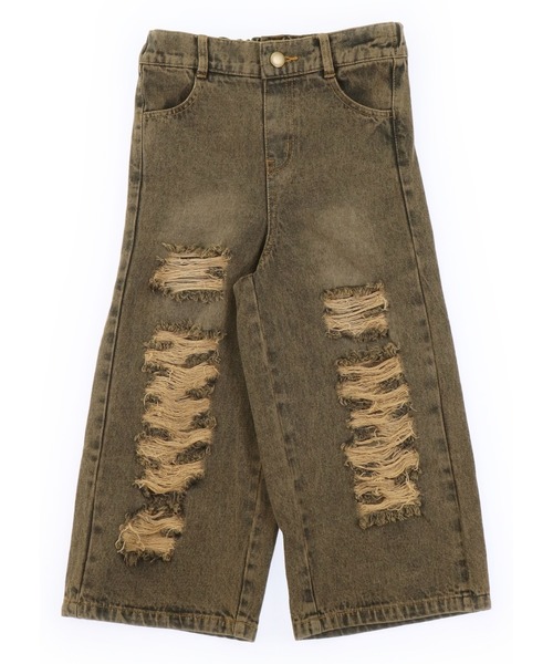 ANAP kids（アナップキッズ）の「ハート ポケット クラッシュ デニム ワイドパンツ【ジュニアお揃い】（デニムパンツ・キッズ・ブルー/ブラウン・130/120/110）」の22枚目の写真