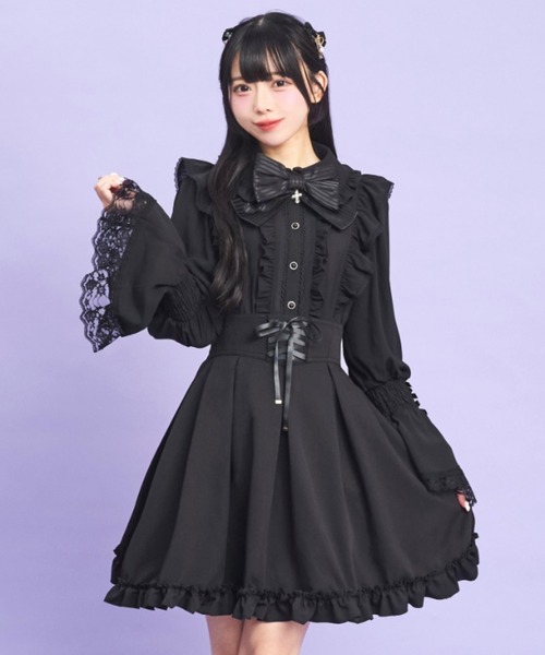 Secret Honey(シークレットハニー)の「コルセット風裾フリルバッスルスカート(スカート・レディース・ブラック/レッド・MEDIUM)」の1枚目の写真