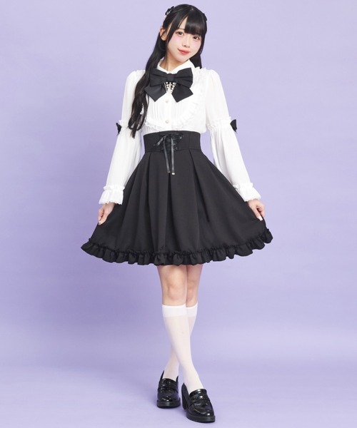 Secret Honey(シークレットハニー)の「コルセット風裾フリルバッスルスカート(スカート・レディース・ブラック/レッド・MEDIUM)」の5枚目の写真