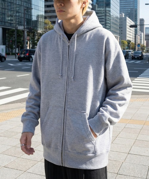 TRUSS(トラス)の「【TRUSS】12.4オンス ヘビーウェイト フルジップパーカー ジップアップ オーバーサイズ 厚手 裏起毛 HSZ-137(パーカー・メンズ・ネイビー/ヘザーグレー/オフホワイト/ブラック・S/M/L/XL)」の15枚目の写真