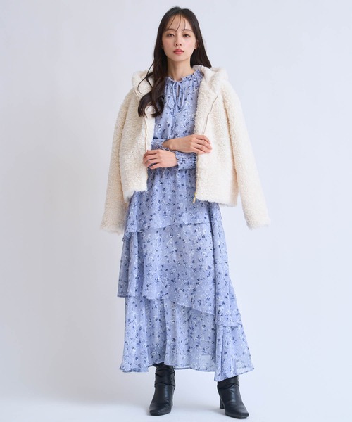 NOELA（ノエラ）の「ボアフーディーショートブルゾン（ブルゾン・レディース・ブラウン/オフホワイト・フリー）」の10枚目の写真