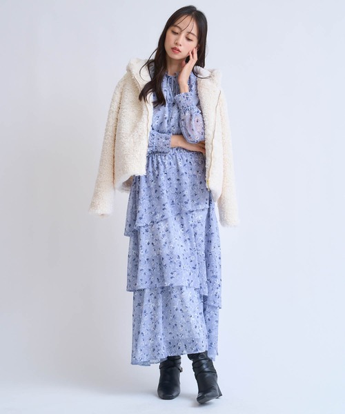 NOELA（ノエラ）の「ボアフーディーショートブルゾン（ブルゾン・レディース・ブラウン/オフホワイト・フリー）」の14枚目の写真