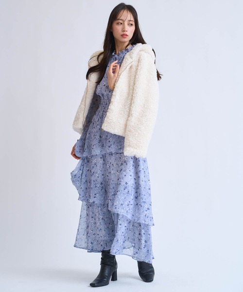 NOELA（ノエラ）の「ボアフーディーショートブルゾン（ブルゾン・レディース・ブラウン/オフホワイト・フリー）」の9枚目の写真