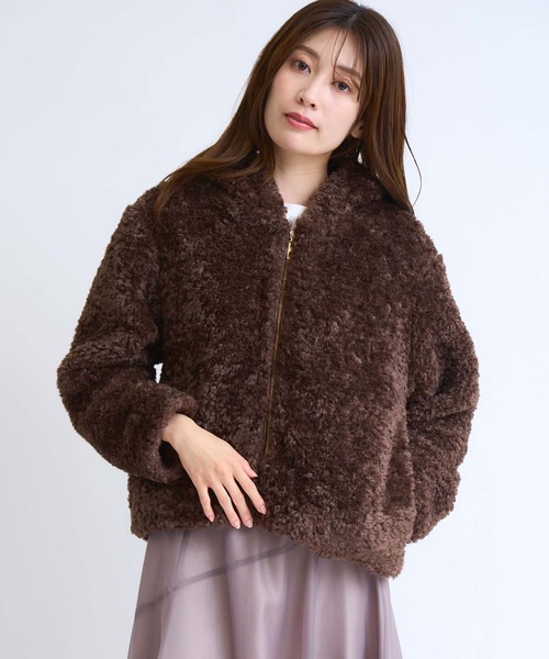 NOELA（ノエラ）の「ボアフーディーショートブルゾン（ブルゾン・レディース・ブラウン/オフホワイト・フリー）」の13枚目の写真