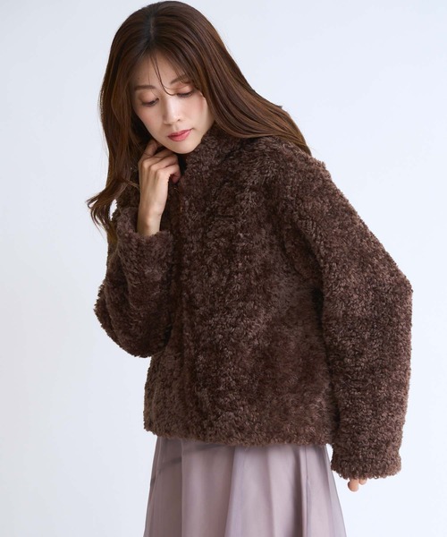 NOELA（ノエラ）の「ボアフーディーショートブルゾン（ブルゾン・レディース・ブラウン/オフホワイト・フリー）」の16枚目の写真